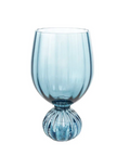 Blue Pleated Wine Glass